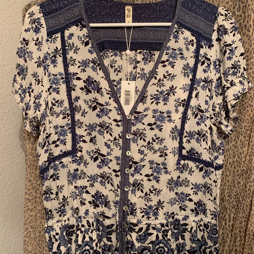 Gorgeous Spell top Auth New w tags NWT blue